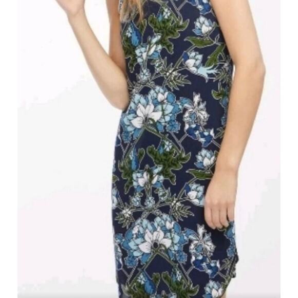 Massimo Dutti Navy Blue Botanical Floral Scoop Neck Shift Dress, 4 - Picture 2 of 12